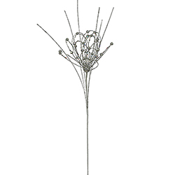 Silver Sparkle Blossom Berry Decorative Artificial Wedding Spray Set of 12