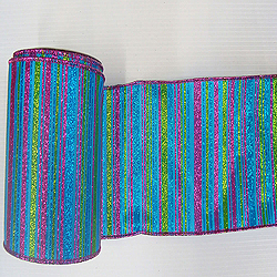 30 Foot Light Blue Glitter Stripe Ribbon 2.5 Inch Width