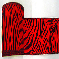 30 Foot Red And Burgundy Velvet Zebra Ribbon 4 Inch Width