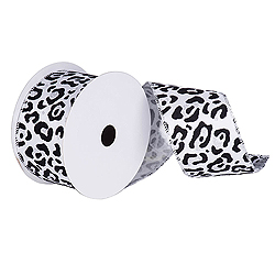 30 Foot Black And White Leopard Ribbon 6 Inch Width