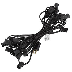 25 Foot C7 Light String 12 Inch Socket Spacing Black Wire