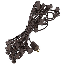 25 Foot C7 Light String 12 Inch Socket Spacing Brown Wire