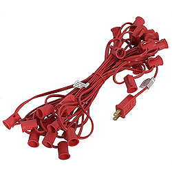25 Foot C9 Light String 12 Inch Socket Spacing Red Wire