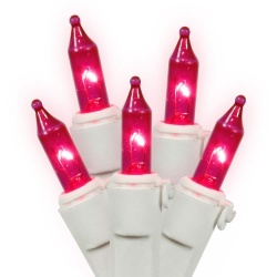 100 Pink Valentine Light Set White Wire 5.5 Inch Spacing