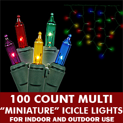 Christmastopia.com - 100 Light Multi Icicle Set Green Wire