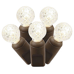 50 Commercial Grade LED G12 Warm White Christmas Light Set Brown Wire
