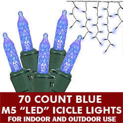 Christmastopia.com 70 Light LED M5 Blue Icicle Set Green Wire