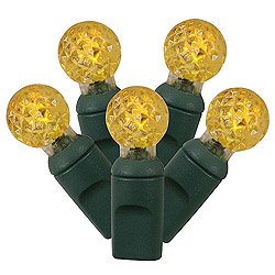 50 Commercial Grade LED G12 Yellow Christmas Light Set Green Wire