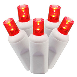 100 Commercial Grade LED 5MM Wide Angle Polka Dot Red Valentines Day Light Set