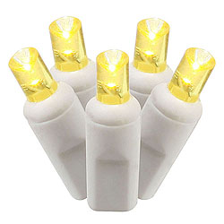 50 Commercial Grade LED 5MM Yellow Christmas Light Set White Wire