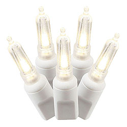 50 Commercial Grade LED Italian M5 Smooth Warm White Wedding Mini Light Set White Wire Polybag