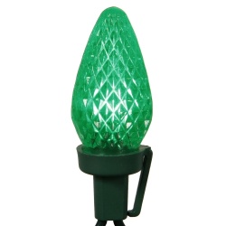 25 Light LED C7 Green Reflector Set Green Wire