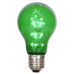 Christmastopia.com A19 LED Green Transparent Retrofit Replacement Bulb E26 Nickle Base