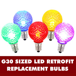 Christmastopia.com 25 LED G30 Globe Multi Color Faceted Retrofit Night Light C7 Socket Replacement Bulbs