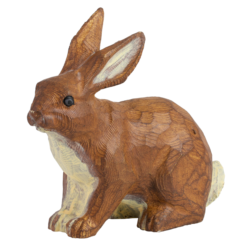 7 Inch Brown Bunny Rabbit Polyresin Easter Figurine