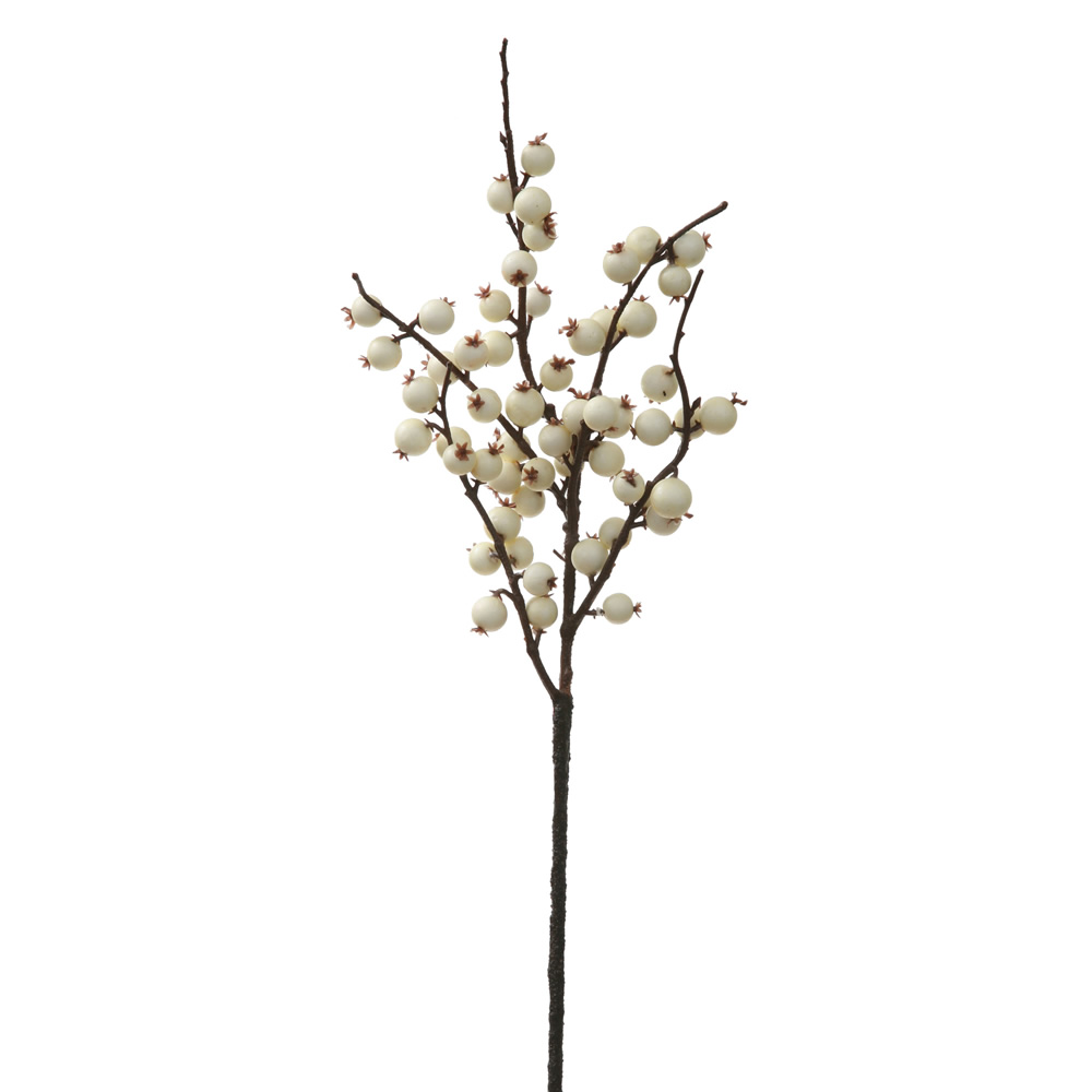 16 Inch White Fall Berry Artificial Wedding Pick Weather Resistant