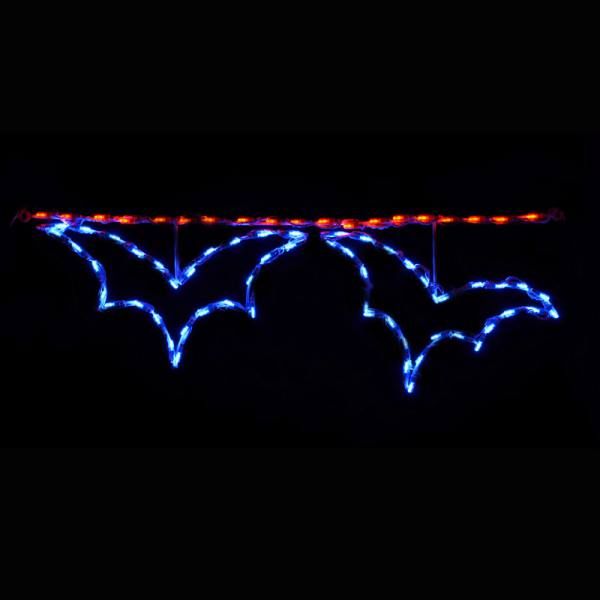 Flying Bat Linkable LED Lighted Roofline Halloween Decoration Set Of 12