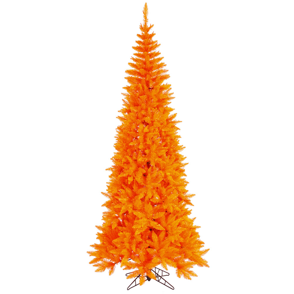 4.5 Foot Orange Fir Slim Artificial Halloween Tree Unlit