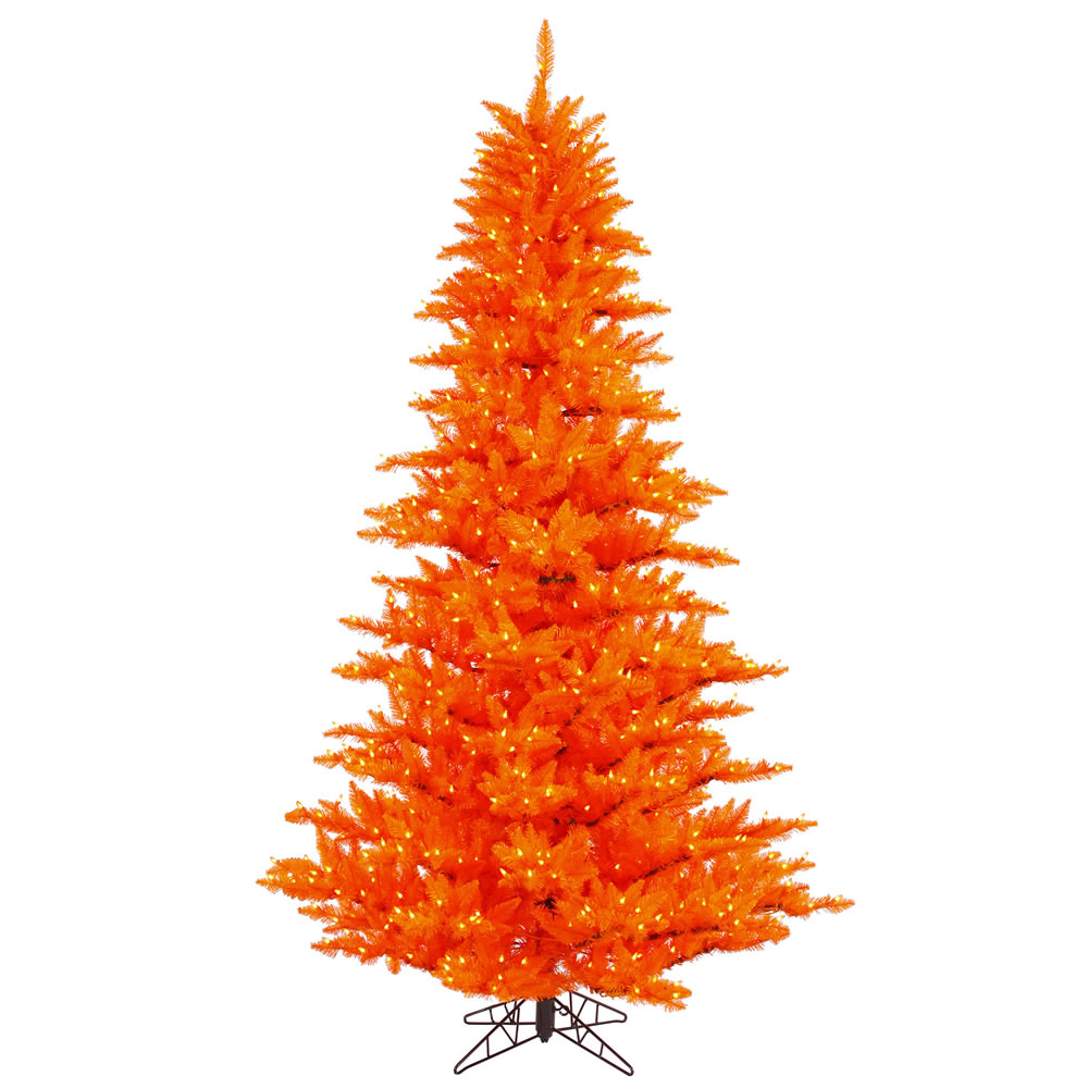 5.5 Foot Orange Fir Artificial Halloween Tree 400 DuraLit LED M5 Italian Orange Mini Lights