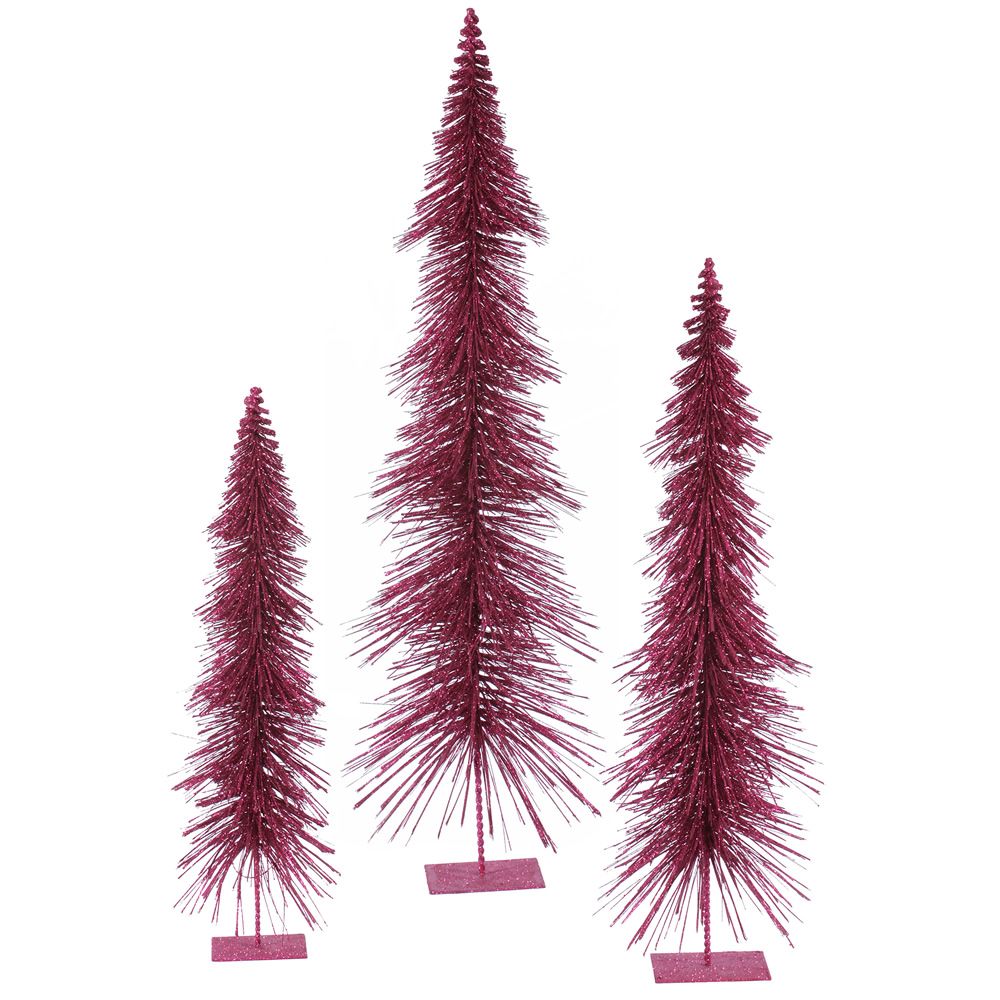 Dark Mauve Glitter Layered Artificial Christmas Village Tree
