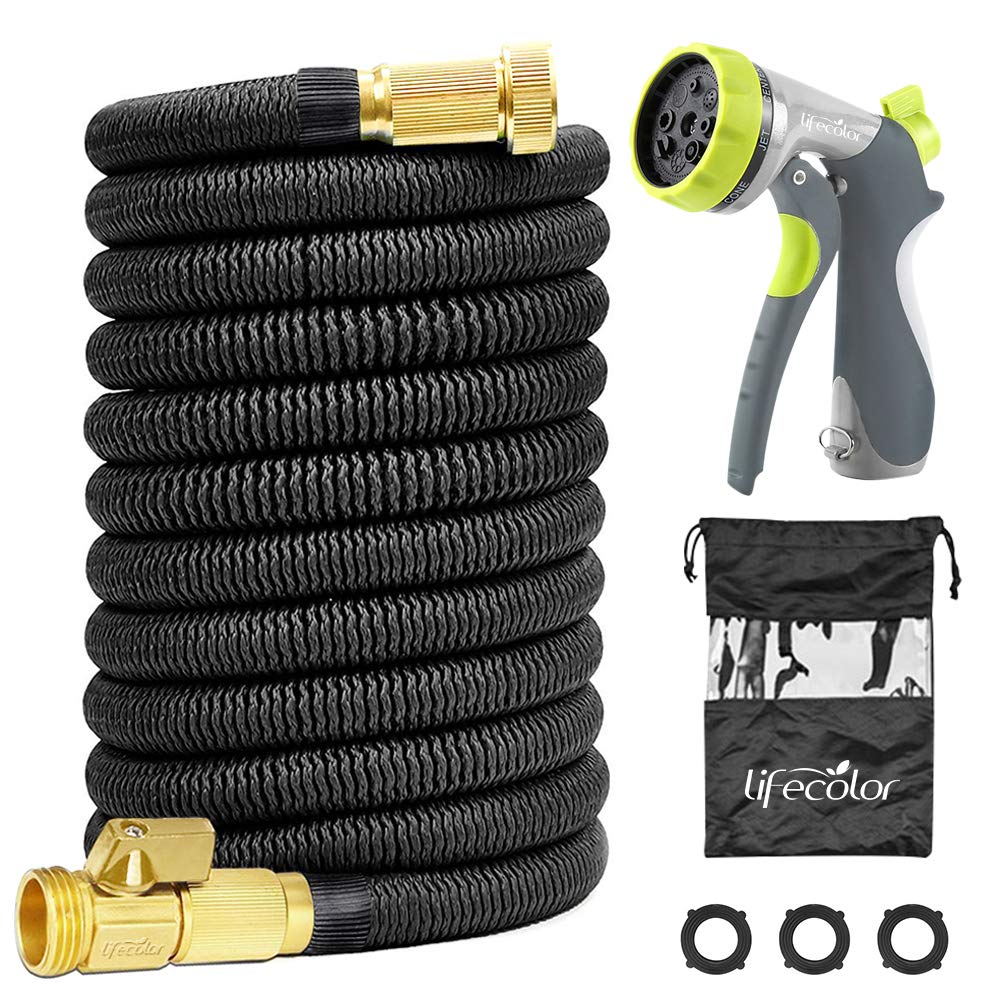 100 Foot Double Latex Core Expanable Water Garden Hose With Sold Brass Connector