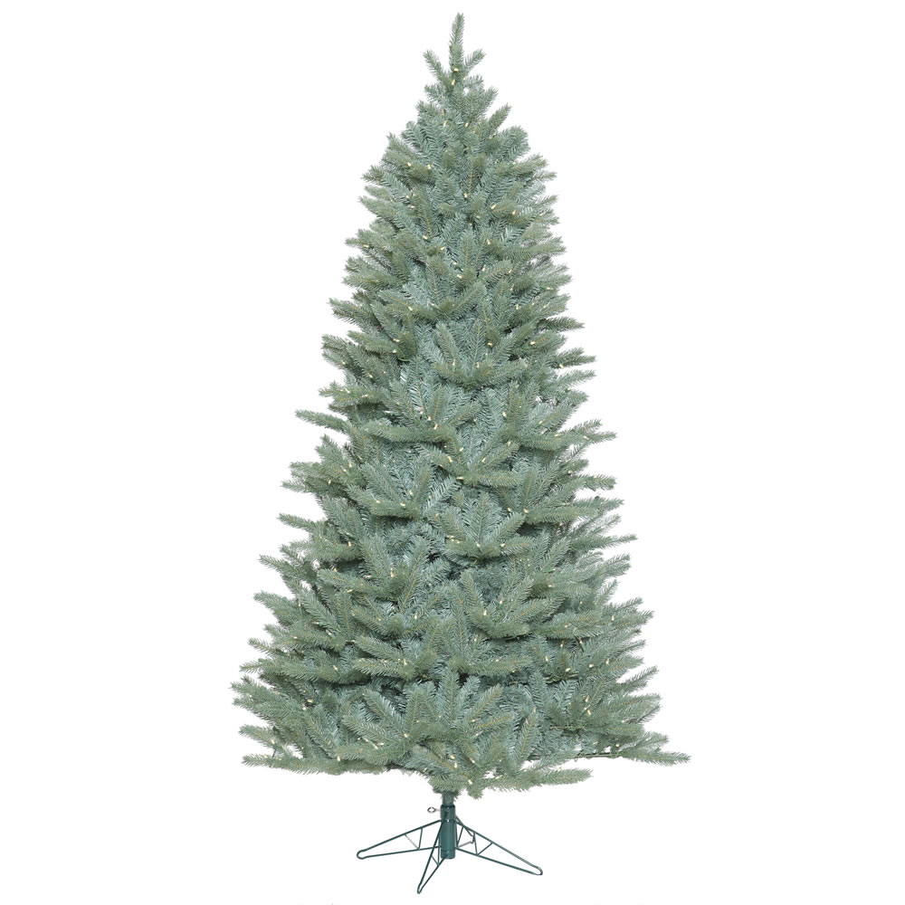 10 Foot Slim Colorado Blue Spruce Artificial Christmas Tree 1450 DuraLit LED Warm White Italian Mini Lights