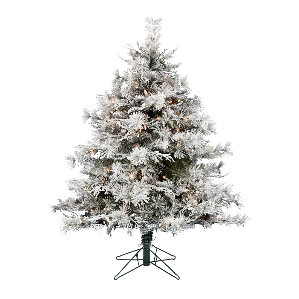 4.5 Foot Flocked Cheshire Artificial Christmas Tree - 300 DuraLit LED Warm White Mini Lights