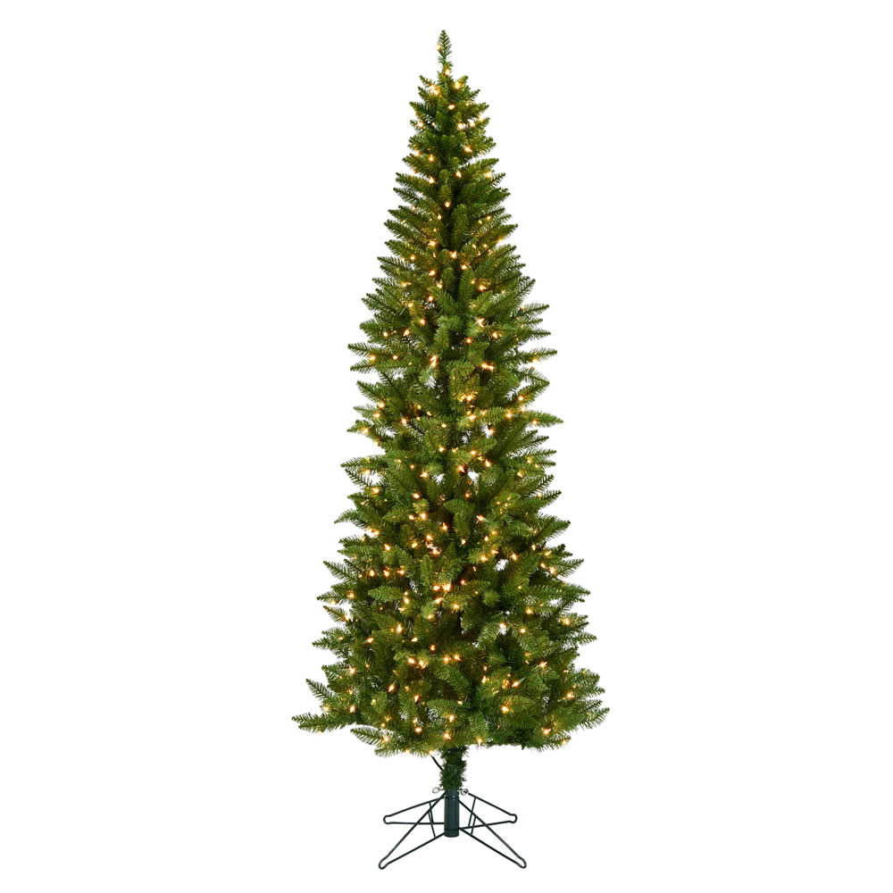 7.5 Foot Creswell Pine Pencil Artificial Christmas Tree - 500 DuraLit Incandescent Clear Mini Lights