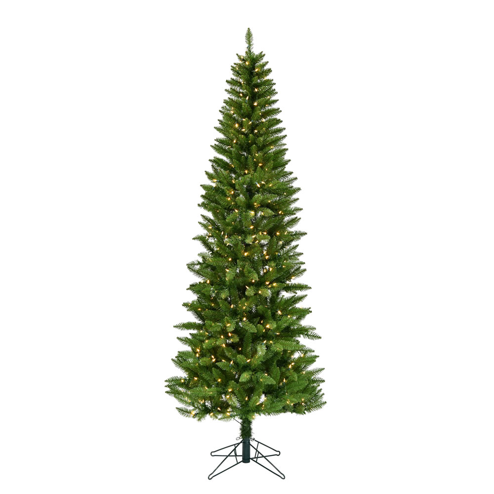 12 Foot Creswell Pine Pencil Artificial Christmas Tree - 1400 DuraLit LED Warm White Mini Lights