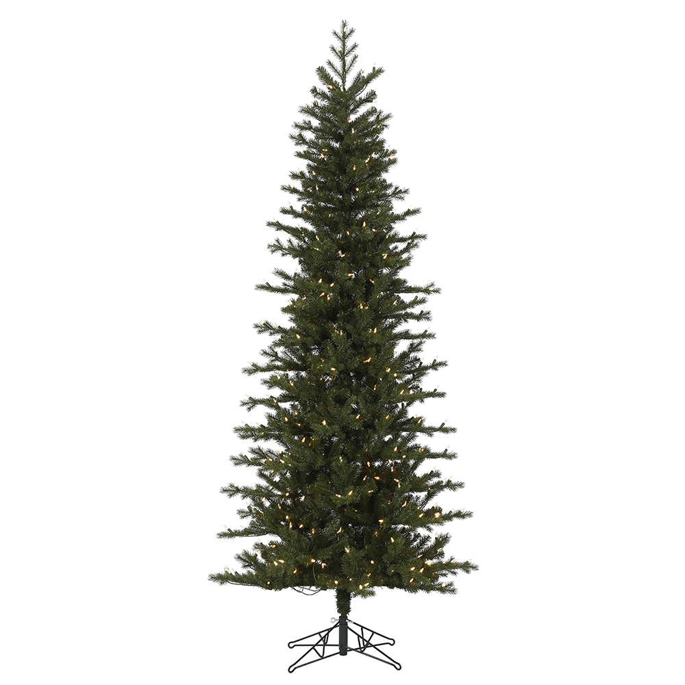 9 Foot Hillside Pencil Spruce Artificial Christmas Tree - 600 Duralit LED Warm White Mini Lights