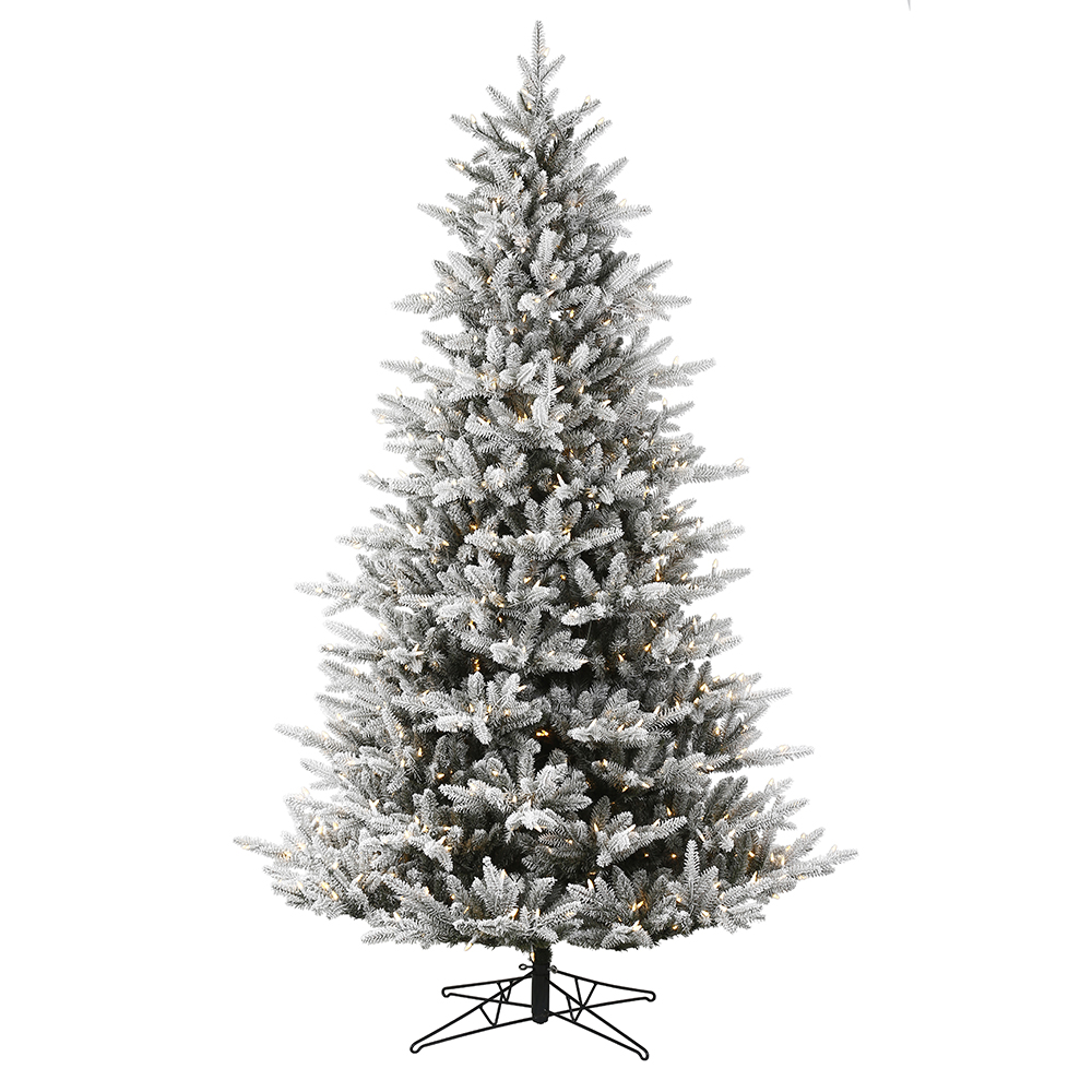 10 Foot Flocked Aspen Fir Artificial Christmas Tree 1450 DuraLit LED Warm White Mini Lights