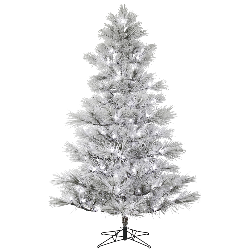 14 Foot Flocked Alder Long Needle Pine Artificial Christmas Tree 735 LED Frosted White C7 Lights