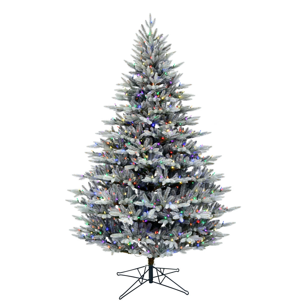 9 Foot Douglas Blue Fir Artificial Christmas Tree - 1250 DuraLit LED Multi Color Mini Lights