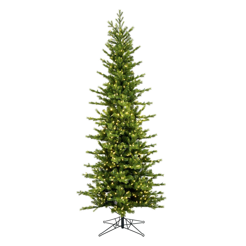 10 Foot Moutauk Pine Pencil Artificial Christmas Tree 1350 DuraLit LED M5 Italian Warm White Mini Lights