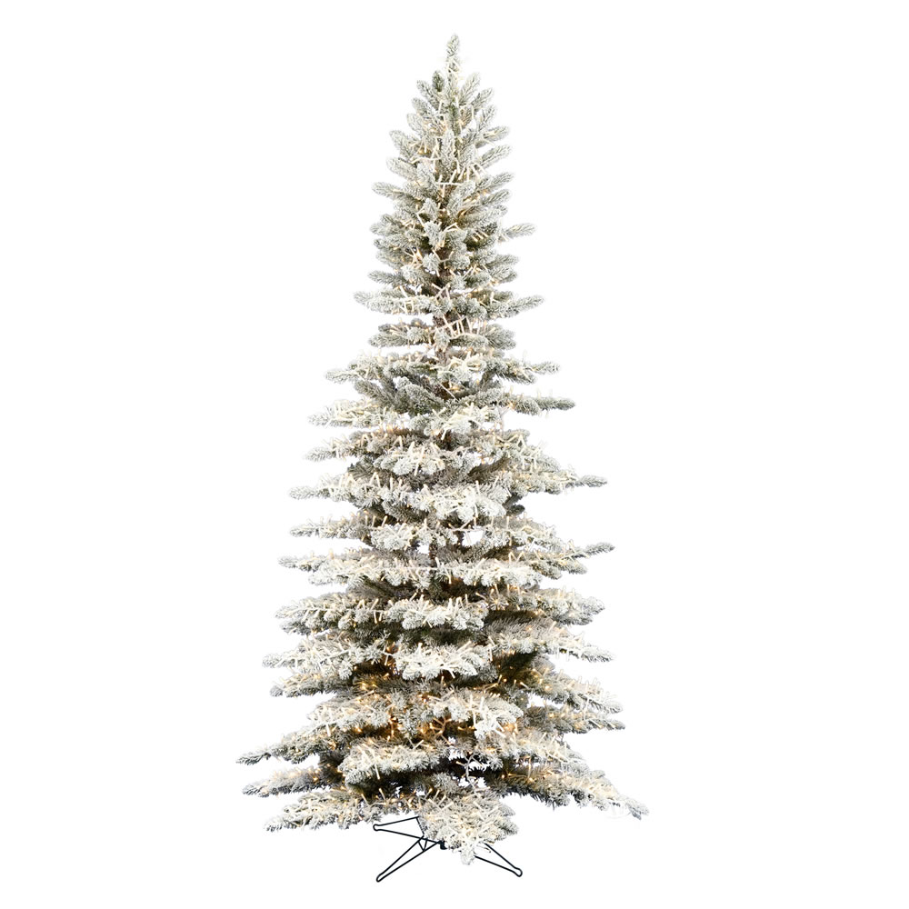 12 Foot Flocked Stratton Pine Artificial Christmas Tree - 9020 Low Voltage LED Warm White 3mm Lights