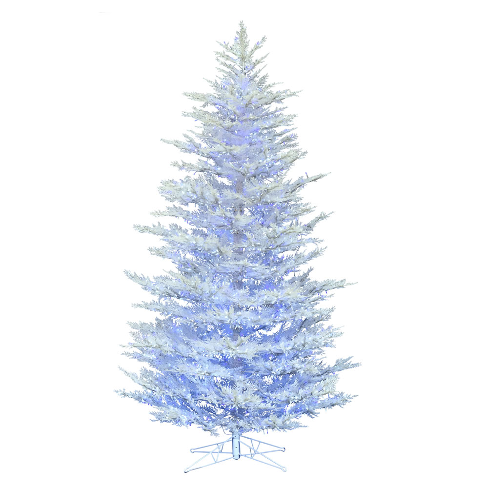 14 Foot Flocked Cedar Pine Artificial Christmas Tree - 7650 Low Voltage LED Pure White, Blue and Twinkle 3MM Lights