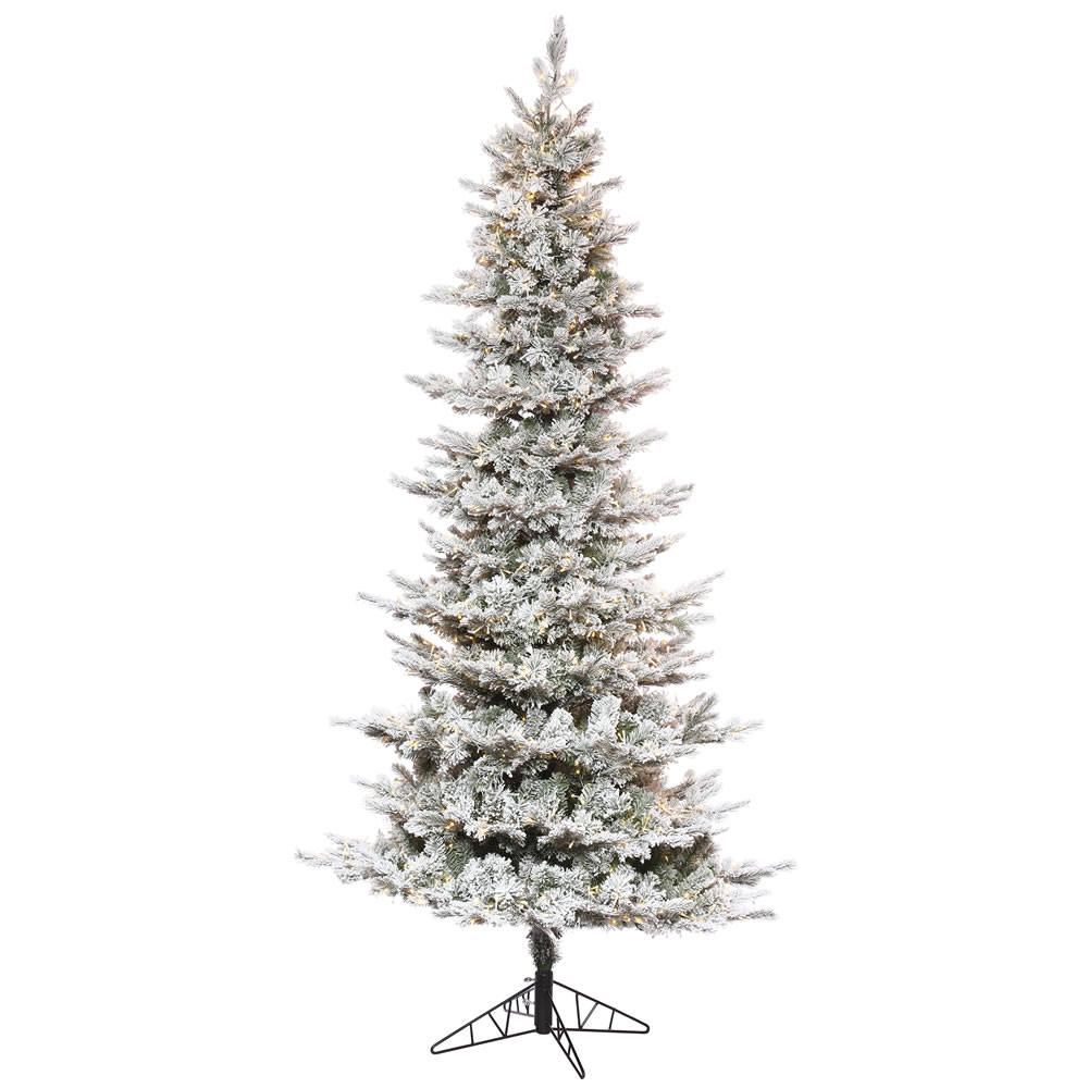 10 Foot Flocked Kiana Artificial Christmas Tree 2300 Low Voltage LED Warm White Wide Angle 3MM Lights