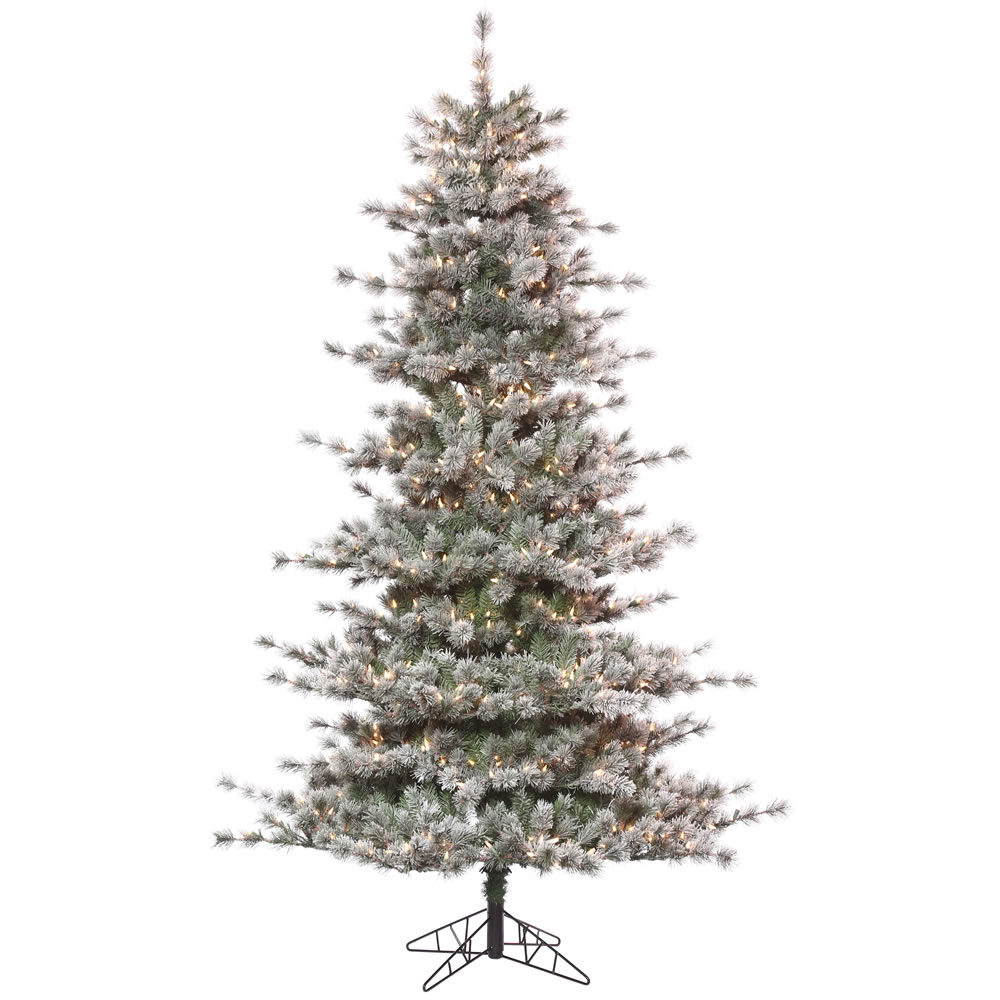 10 Foot Frosted Lacey Artificial Christmas Tree 1200 DuraLit Incandescent Clear Mini Lights