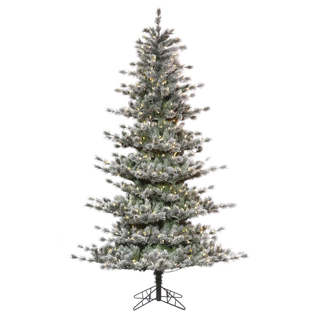 10 Foot Frosted Lacey Artificial Christmas Tree 1200 DuraLit LED Warm White Mini Lights