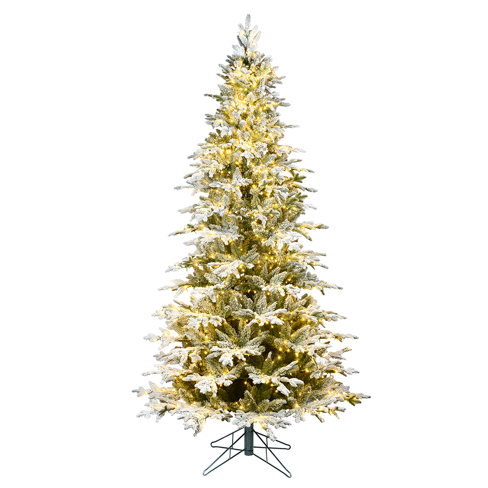 10 Foot Flocked Kamas Fraiser Artificial Christmas Tree 900 DuraLit LED Warm White Mini Lights