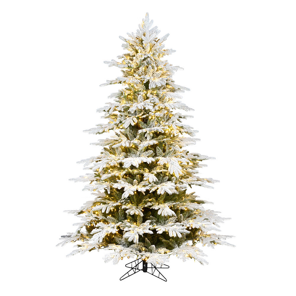 10 Foot Flocked Kamas Fraiser Artificial Christmas Tree 1150 DuraLit LED Warm White Mini Lights