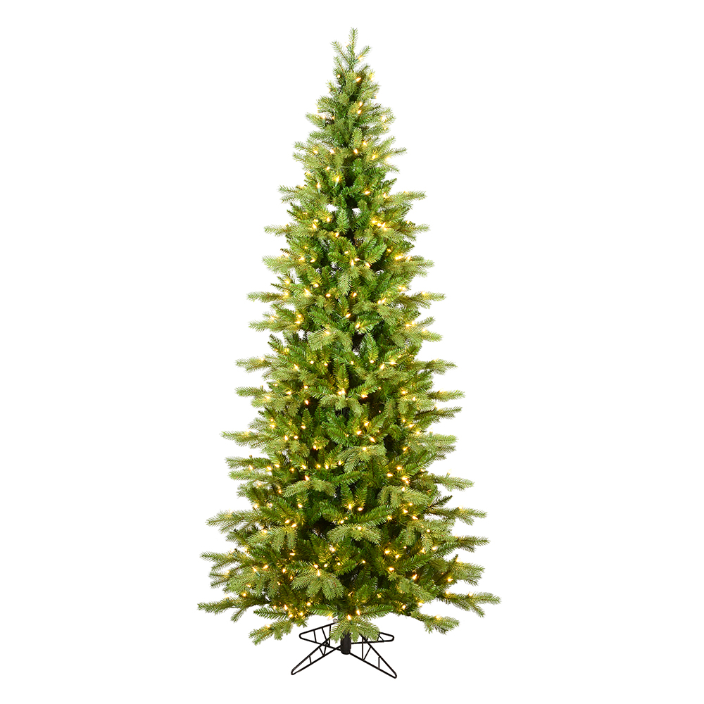 7.5 Foot Balsam Spruce Slim Artificial Christmas Tree 450 DuraLit LED Warm White Mini Lights
