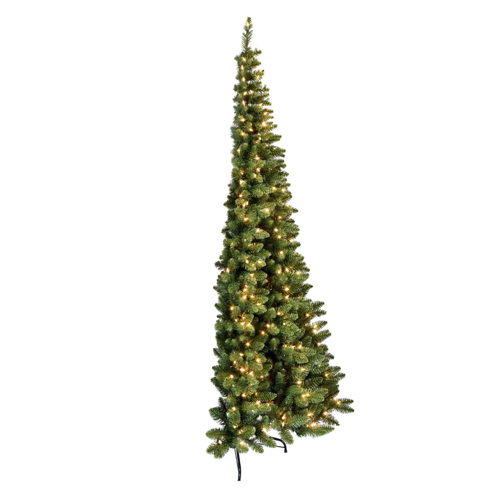 7.5 Foot Chapel Pine Half Artificial Christmas Tree 450 DuraLit Incandescent Clear Mini Lights