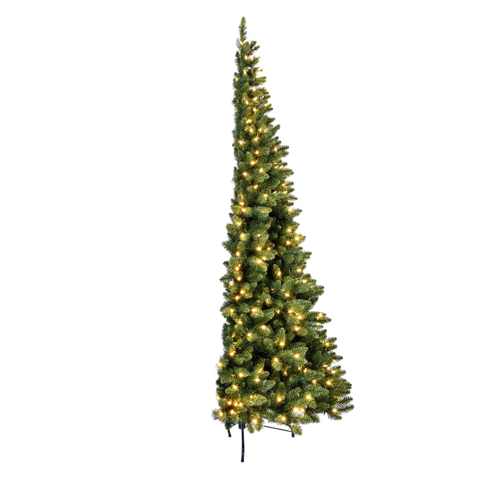 Christmastopia.com 7.5 Foot Chapel Pine Half Artificial Christmas Tree 450 DuraLit LED M5 Italian Warm White Mini Lights