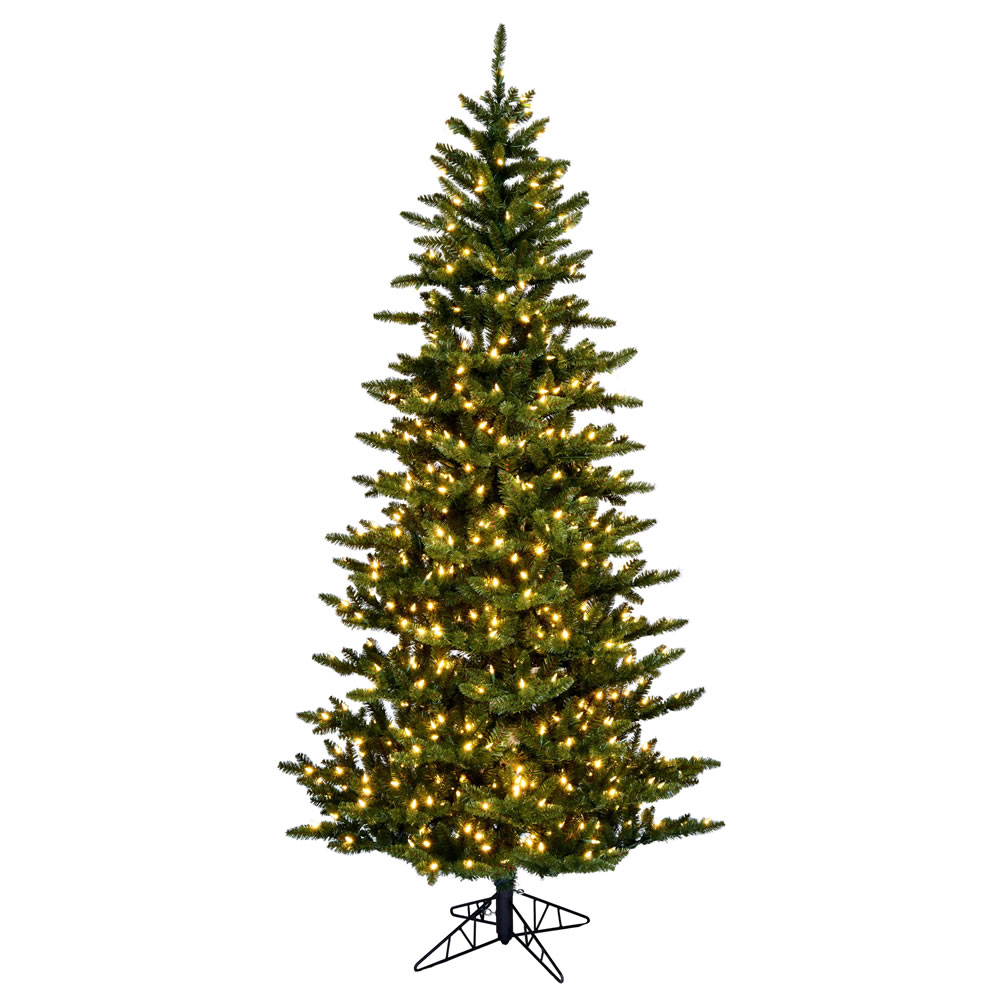 12 Foot Natural Fraser Slim Artificial Christmas Tree - 1350 DuraLit LED Warm White Mini Lights