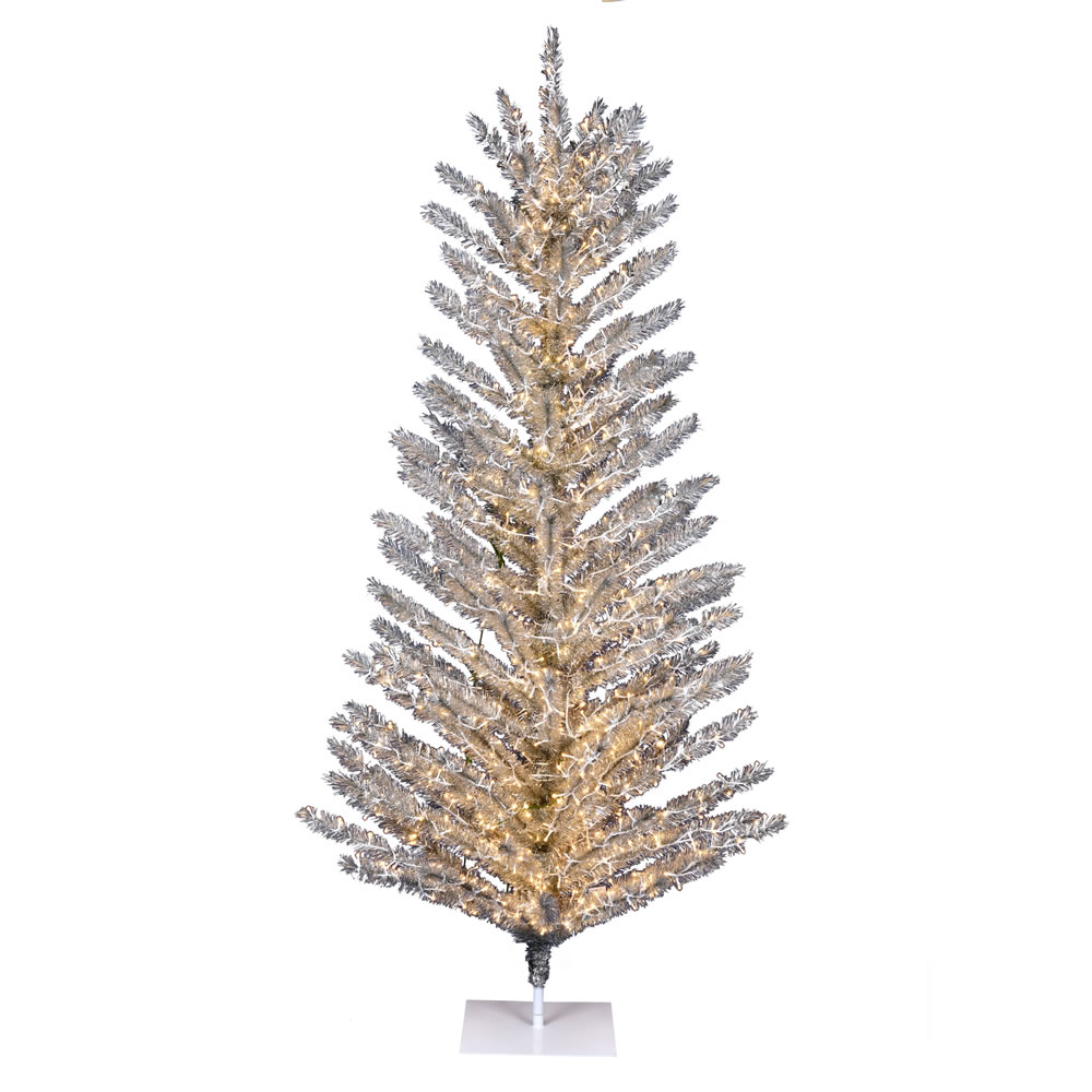 5 Foot Vintage Aluminum Artificial Christmas Tree - 700 Low Voltage LED Warm White 3MM Lights
