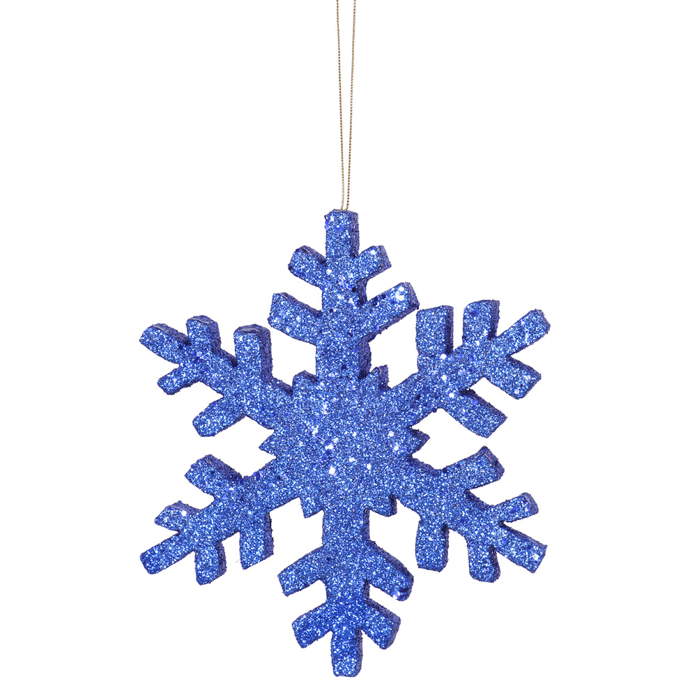 Christmastopia.com 8 Inch Blue Outdoor Glitter Snowflake Artificial Christmas Ornament