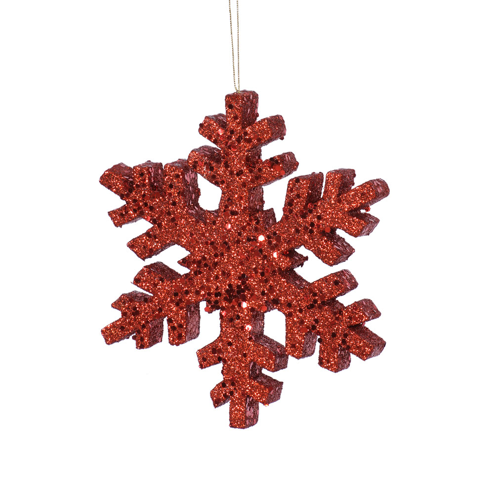 Christmastopia.com 8 Inch Red Outdoor Glitter Snowflake Artificial Christmas Ornament