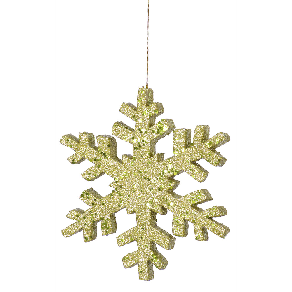 Christmastopia.com 8 Inch Lime Outdoor Glitter Snowflake Artificial Christmas Ornament