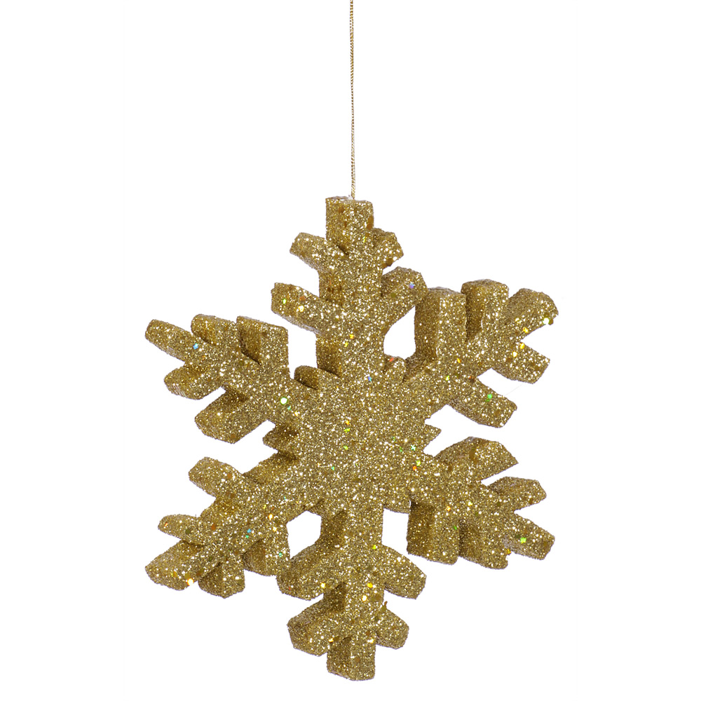 12 Inch Gold Outdoor Glitter Snowflake Christmas Ornament